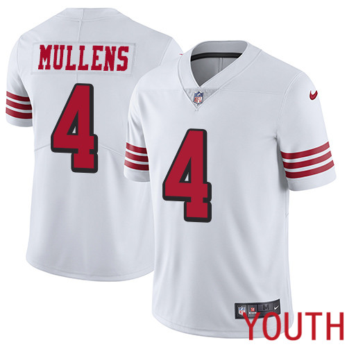 San Francisco 49ers Limited White Youth Nick Mullens NFL Jersey #4 Rush Vapor Untouchable->youth nfl jersey->Youth Jersey